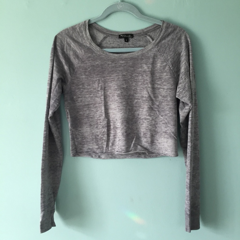 Grey Nollie Long Sleeve Crop Top